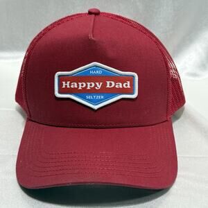 Happy Dad Hard Seltzer Trucker Hat Red with Adjustable Strap